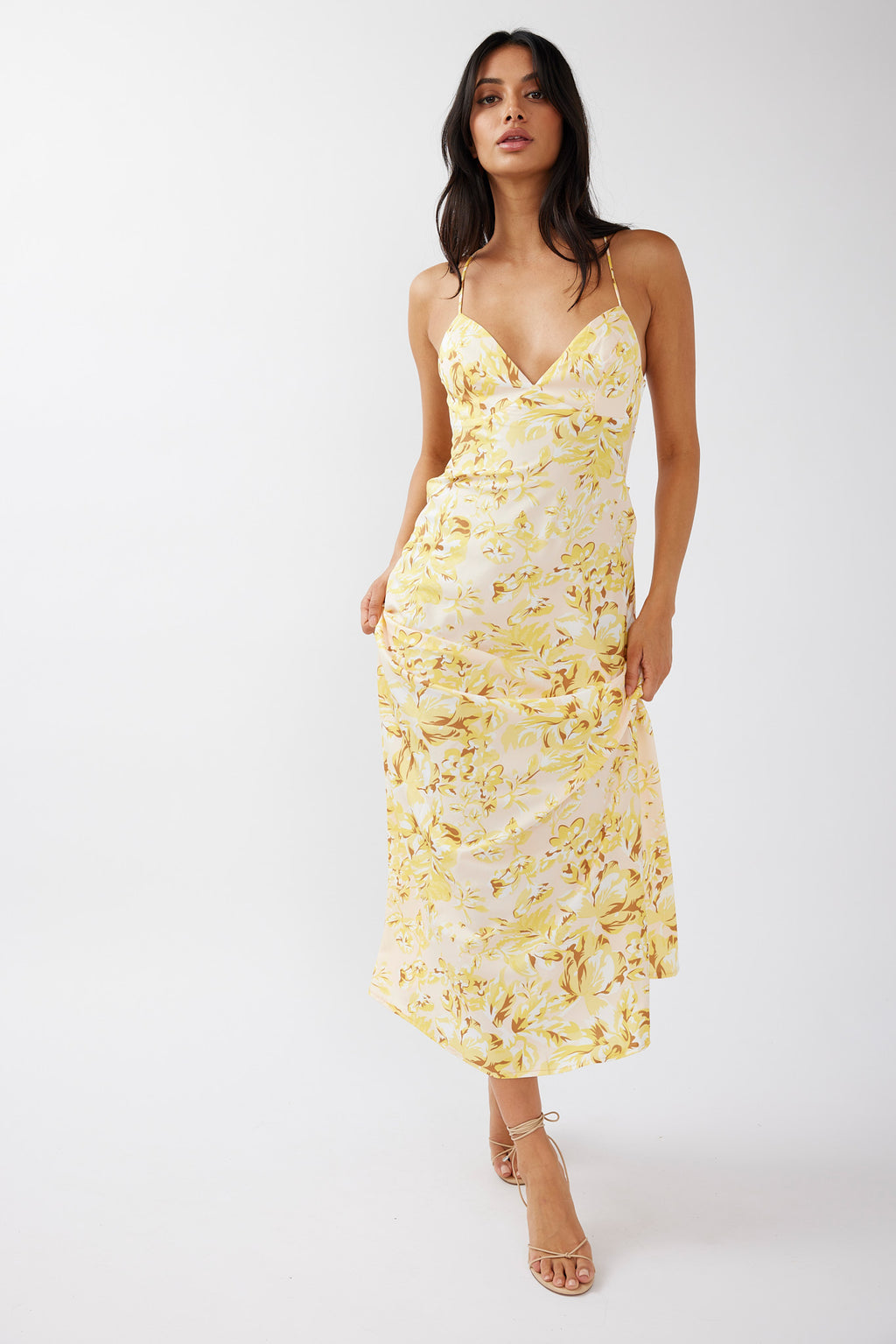 True Divine Strappy Back Maxi Dress Floral Sun by Selfie Leslie