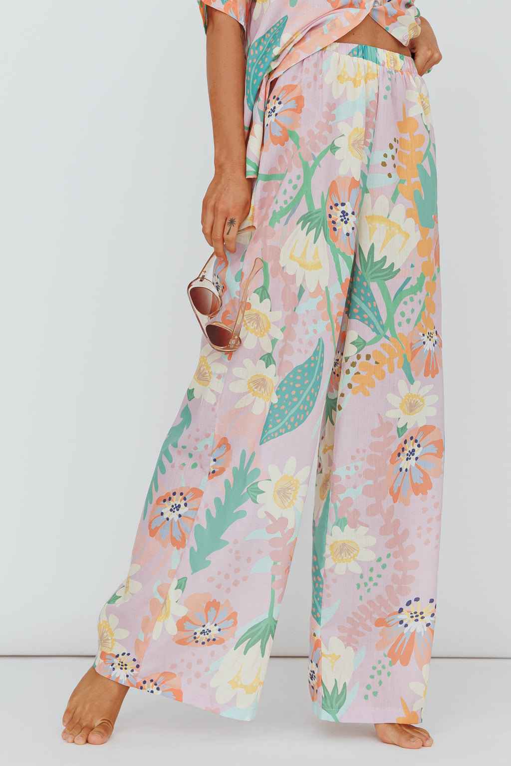 Kiko Wide Leg Pants Print Pink Multi by Selfie Leslie