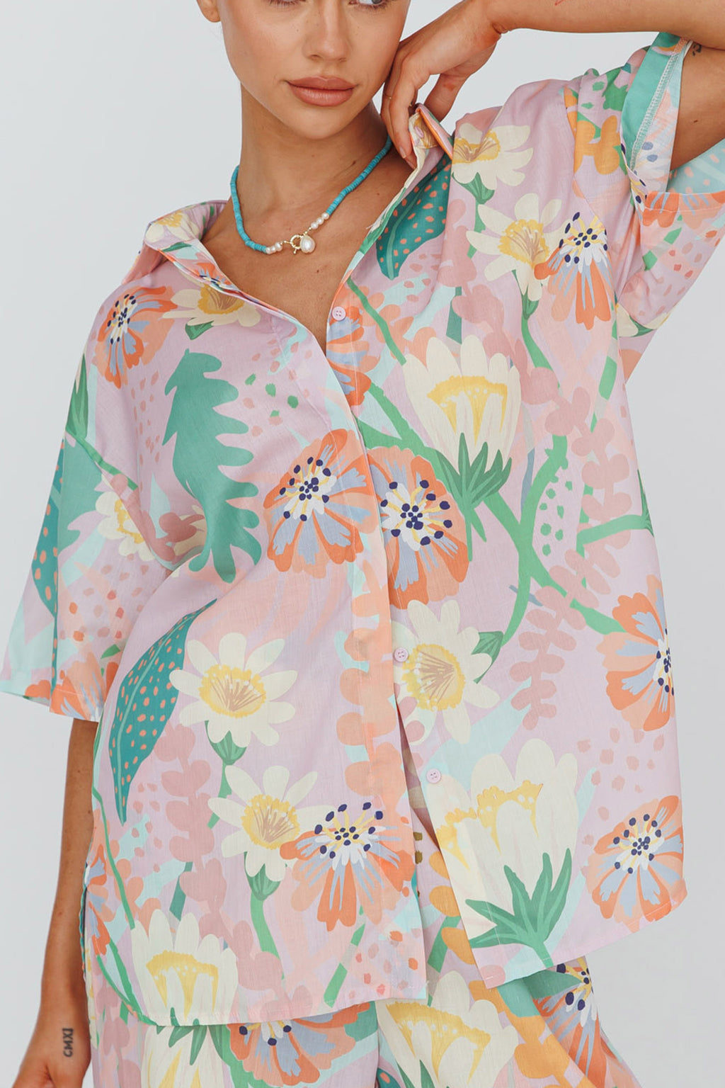 Kiko Button-Up Shirt Print Pink Multi by Selfie Leslie