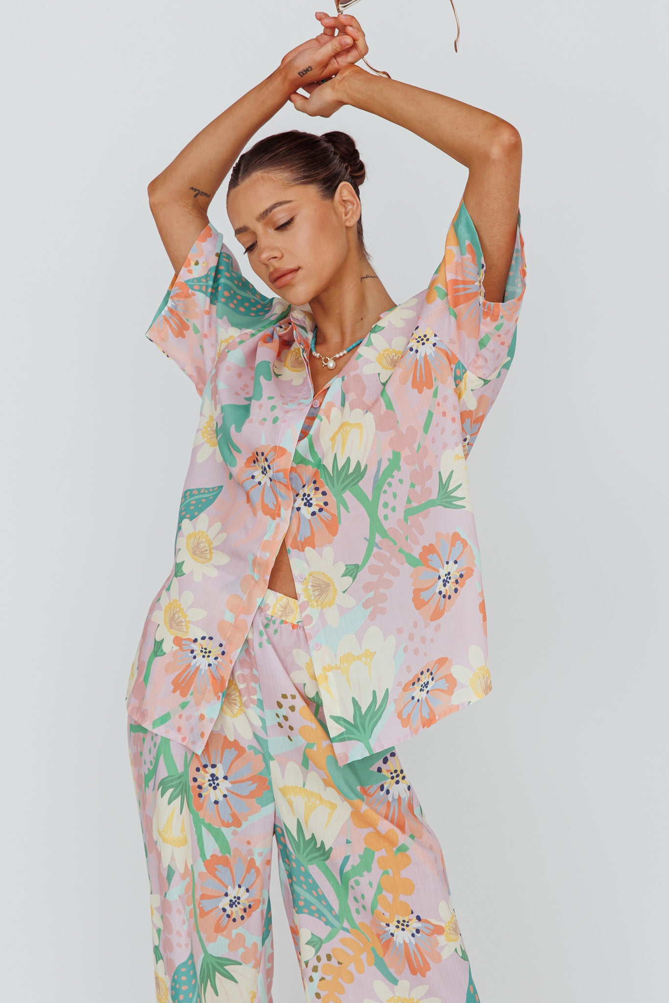 Kiko Button-Up Shirt Print Pink Multi by Selfie Leslie