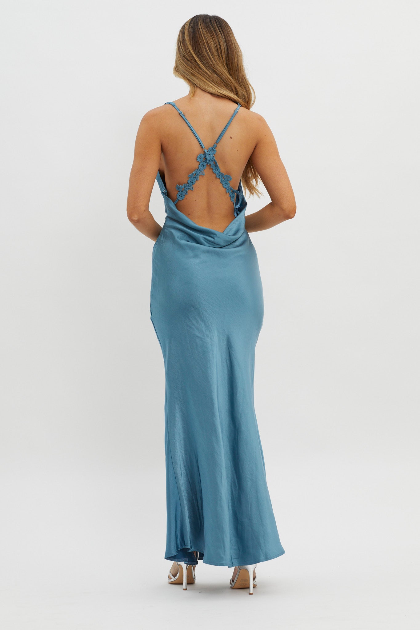 Gwendelynn Floral Back Strap Dress Blue by Selfie Leslie