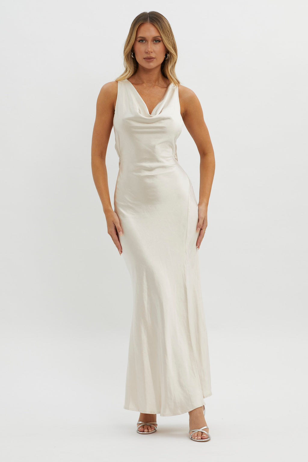 Gwendelynn Floral Back Strap Dress Champagne by Selfie Leslie