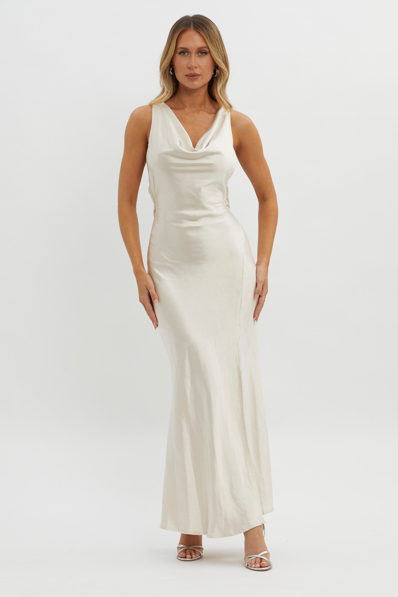 Gwendelynn Floral Back Strap Dress Champagne by Selfie Leslie