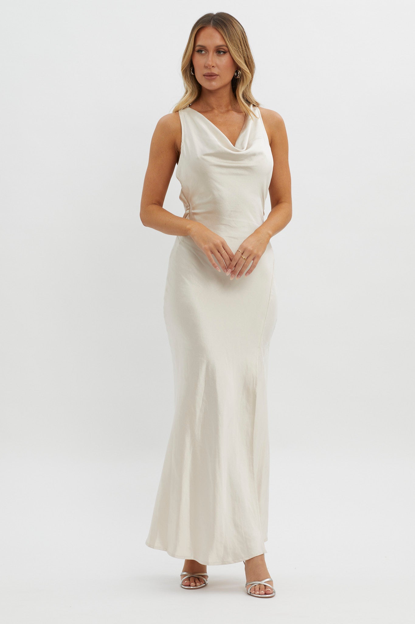 Gwendelynn Floral Back Strap Dress Champagne by Selfie Leslie