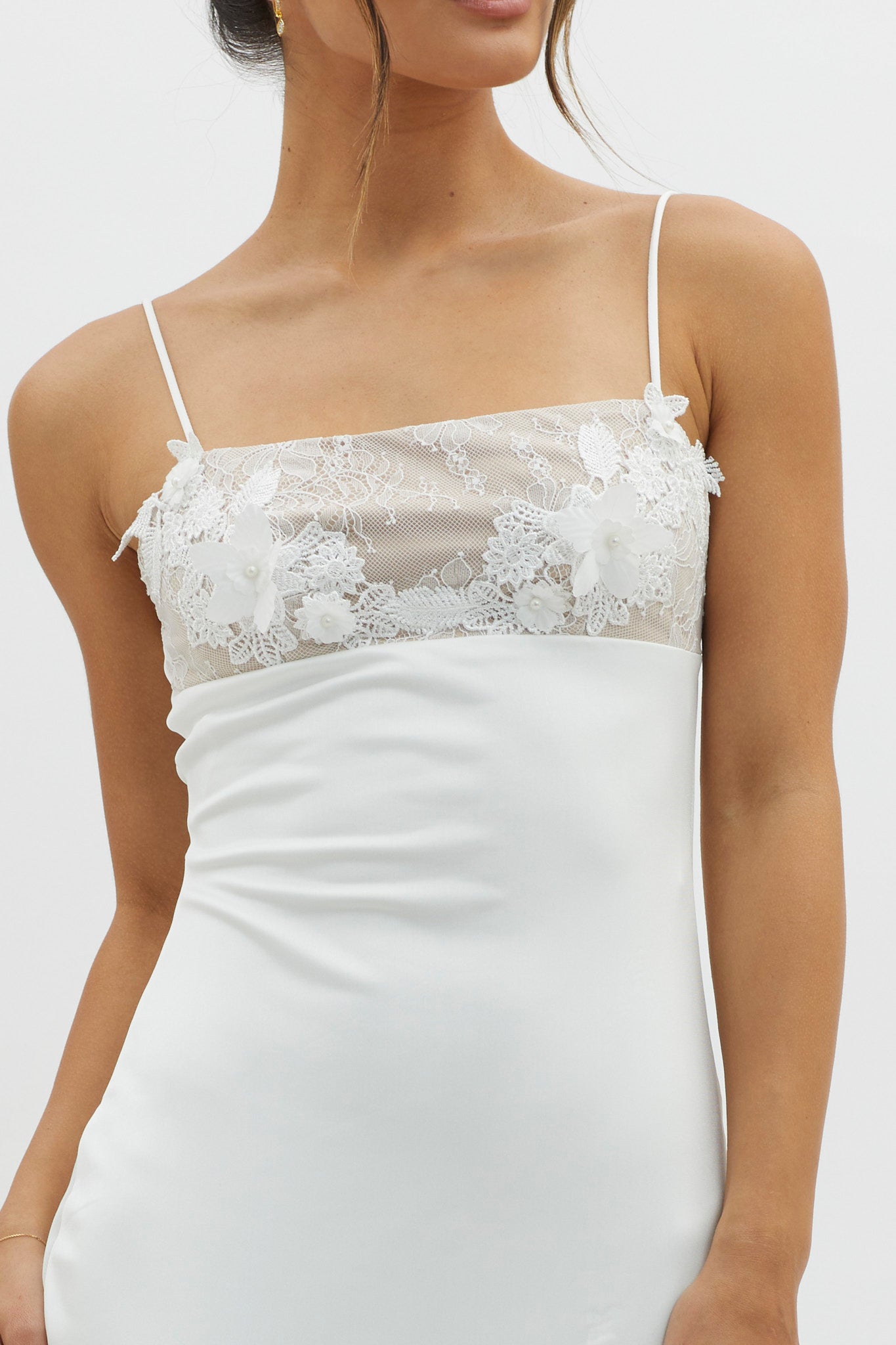 misha collection midi dress Misha Embellished Bust Midi Dress White