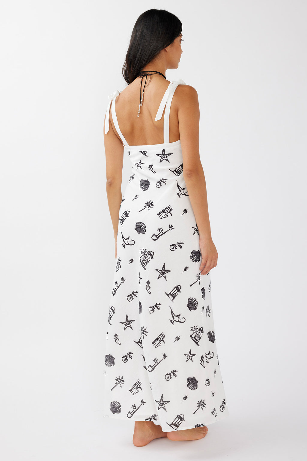 Jaya Tied Shoulder Maxi Dress Print Black by Selfie Leslie