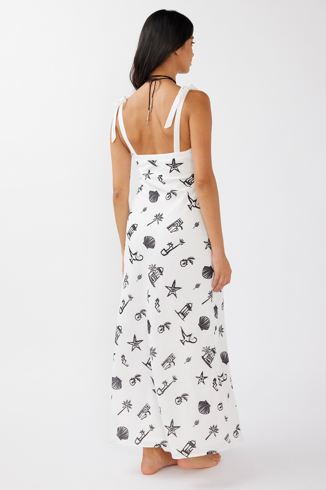 Jaya Tied Shoulder Maxi Dress Print Black by Selfie Leslie