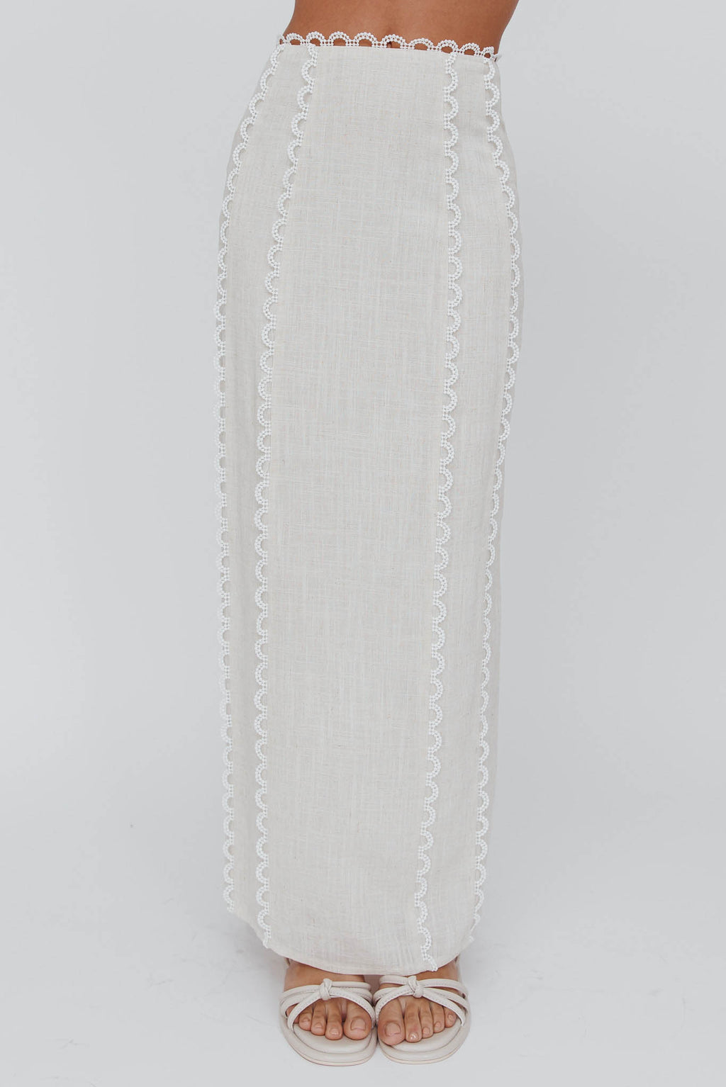 Chamberlain Scallop Trim Maxi Skirt Sand by Selfie Leslie