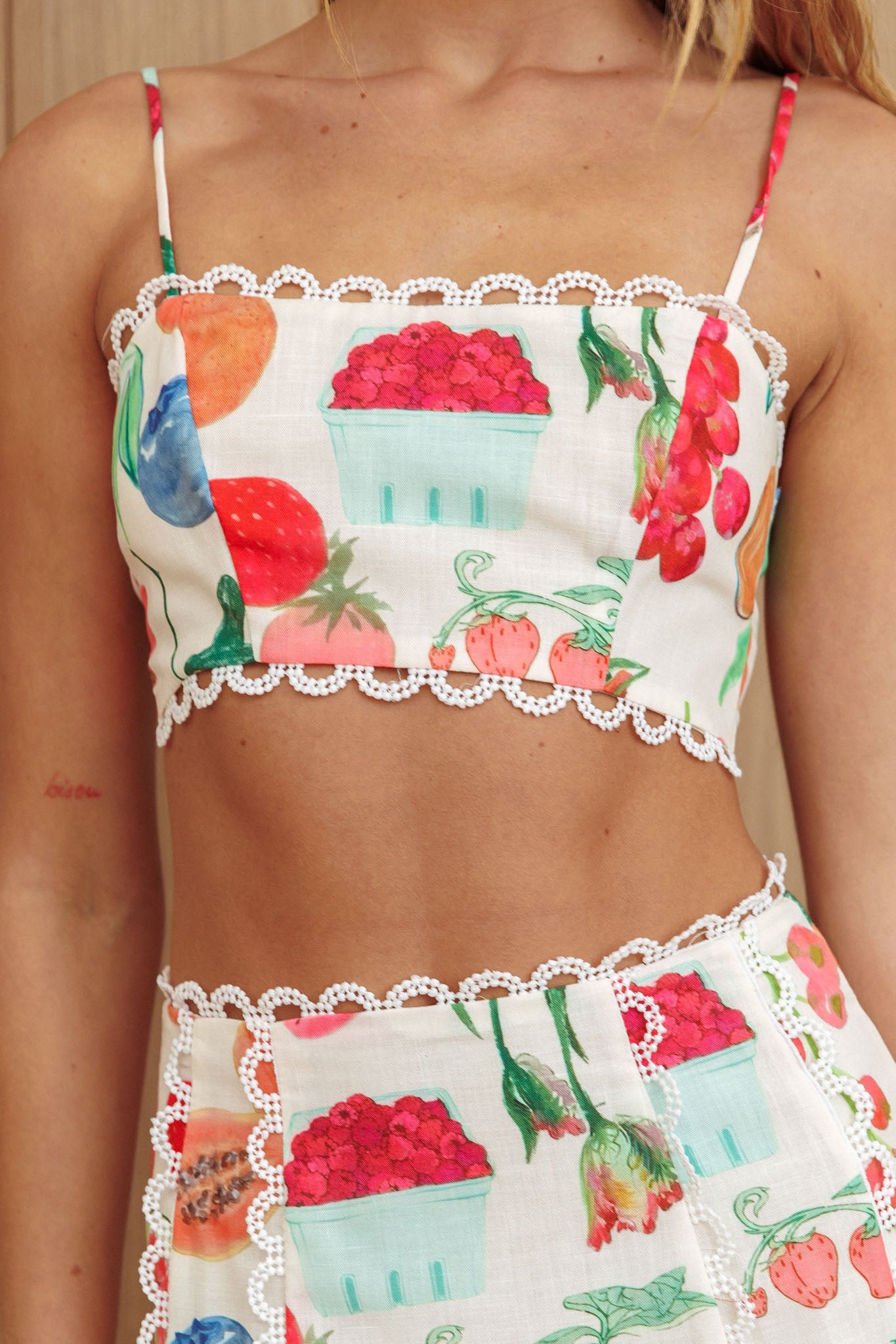 Chamberlain Scallop Trim Crop Top Fruit by Selfie Leslie
