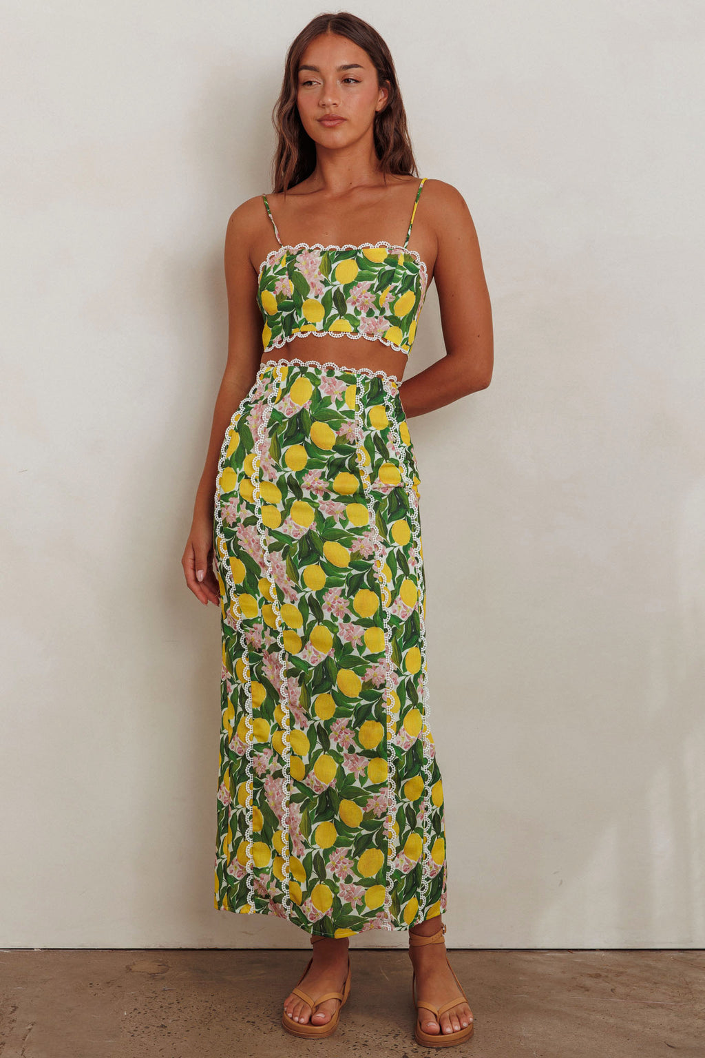 Chamberlain Scallop Trim Crop Top Citrus Lemon by Selfie Leslie