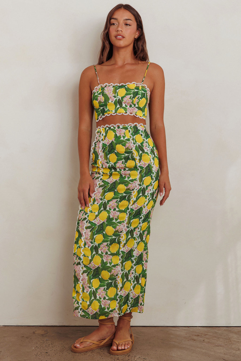 Chamberlain Scallop Trim Crop Top Citrus Lemon by Selfie Leslie
