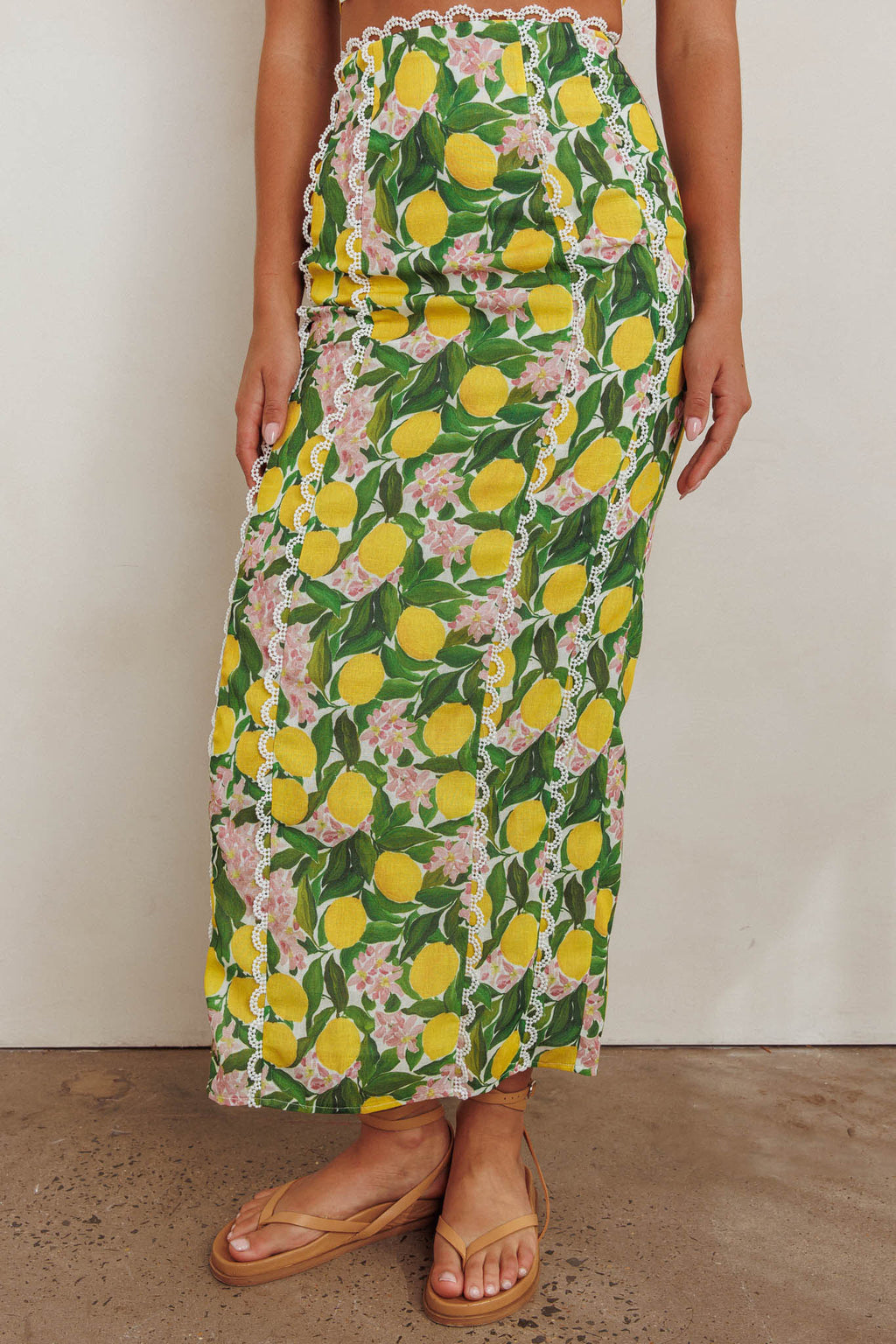 Chamberlain Scallop Trim Crop Top Citrus Lemon by Selfie Leslie