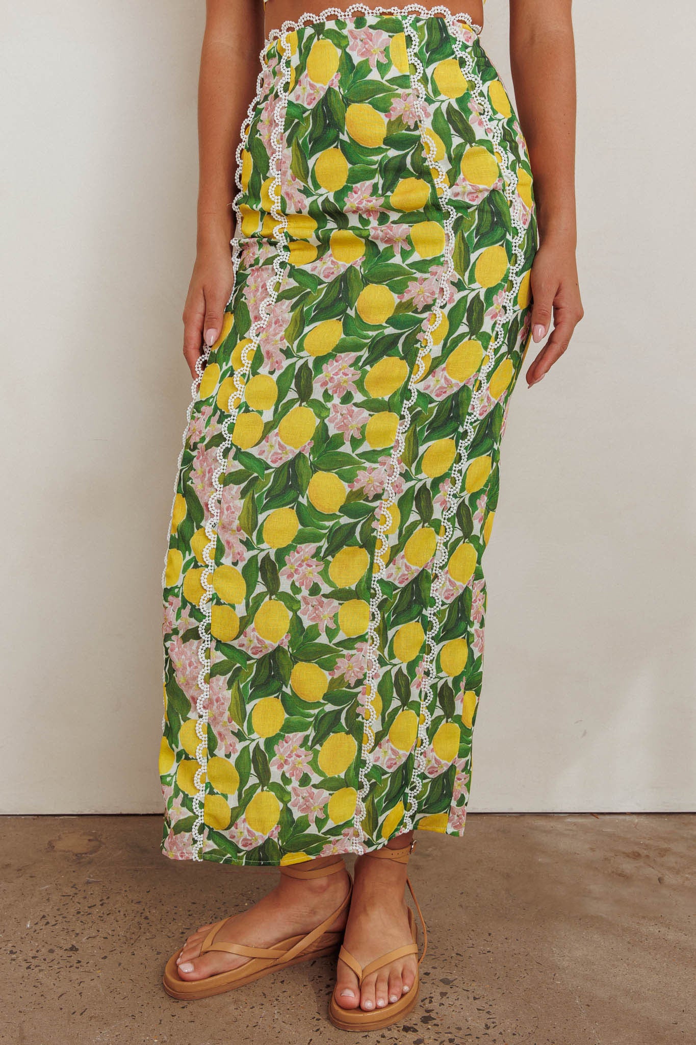 Chamberlain Scallop Trim Crop Top Citrus Lemon by Selfie Leslie
