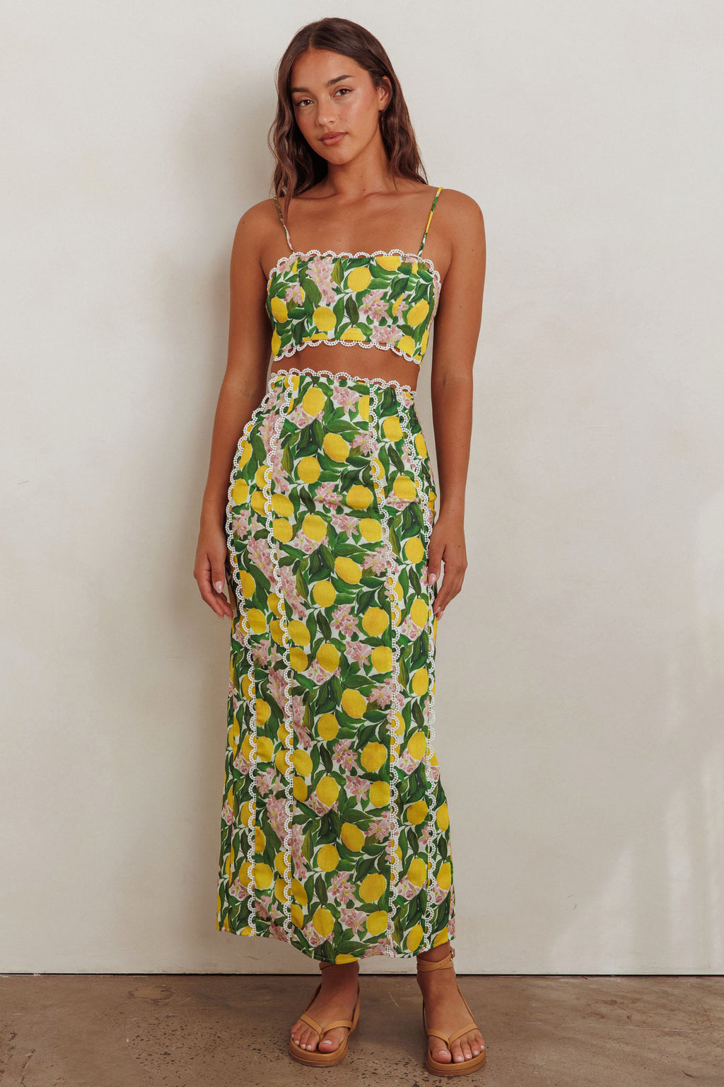 Chamberlain Scallop Trim Crop Top Citrus Lemon by Selfie Leslie