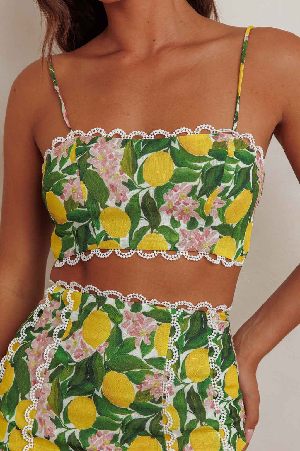 Chamberlain Scallop Trim Maxi Skirt Citrus Lemon by Selfie Leslie