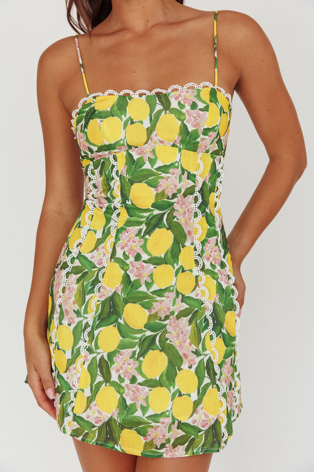 Chamberlain Scallop Trim Mini Dress Citrus Lemon by Selfie Leslie