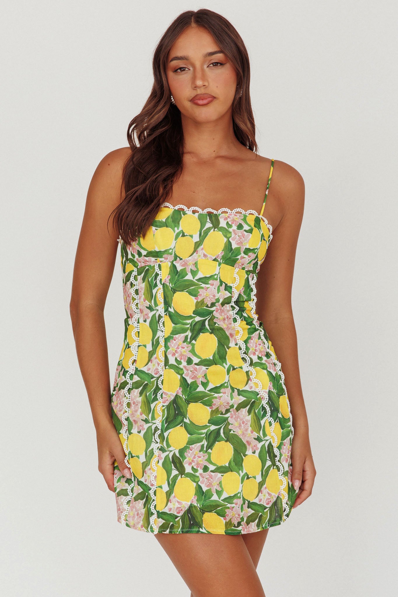 Chamberlain Scallop Trim Mini Dress Citrus Lemon by Selfie Leslie