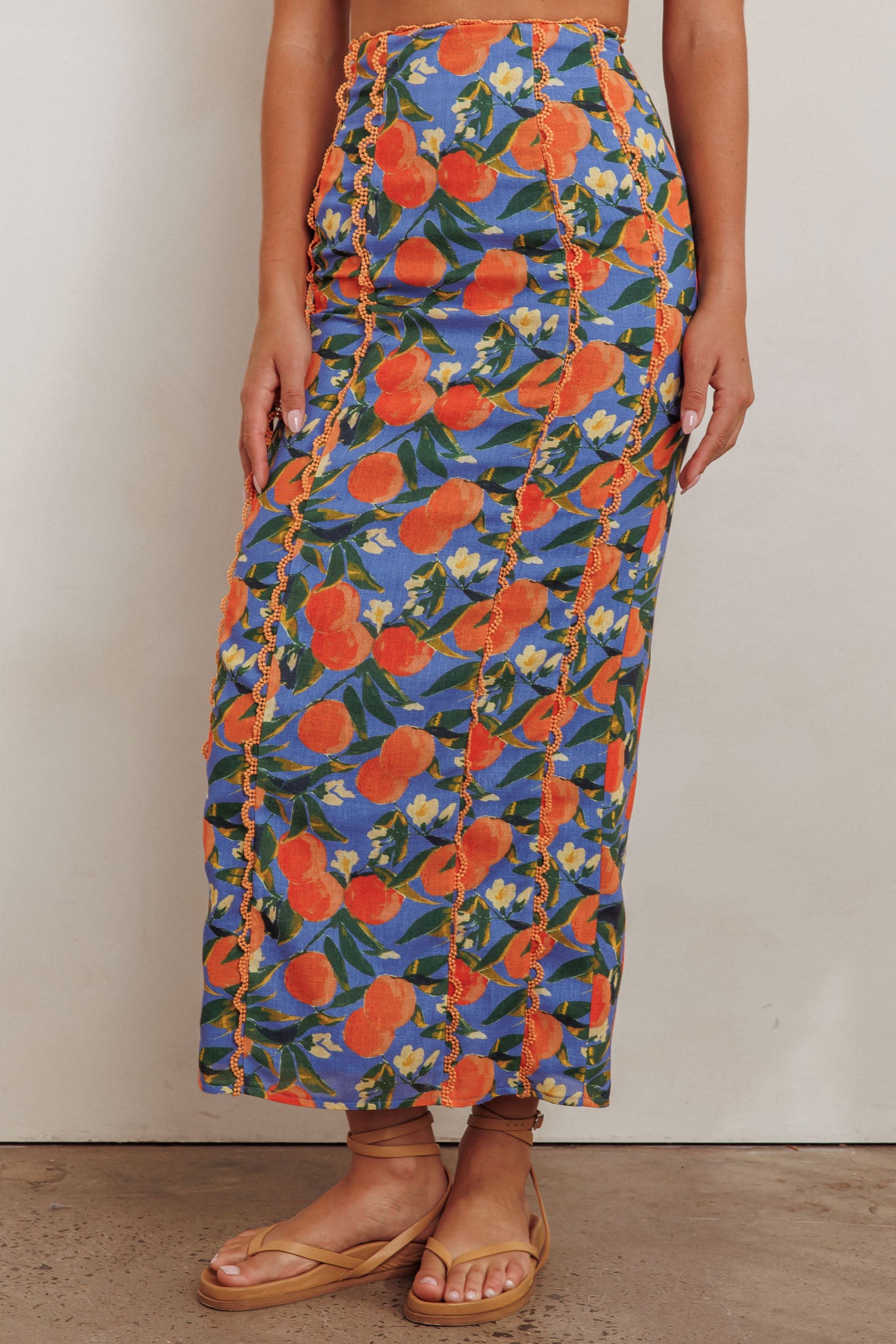 Chamberlain Scallop Trim Maxi Skirt Citrus Orange by Selfie Leslie