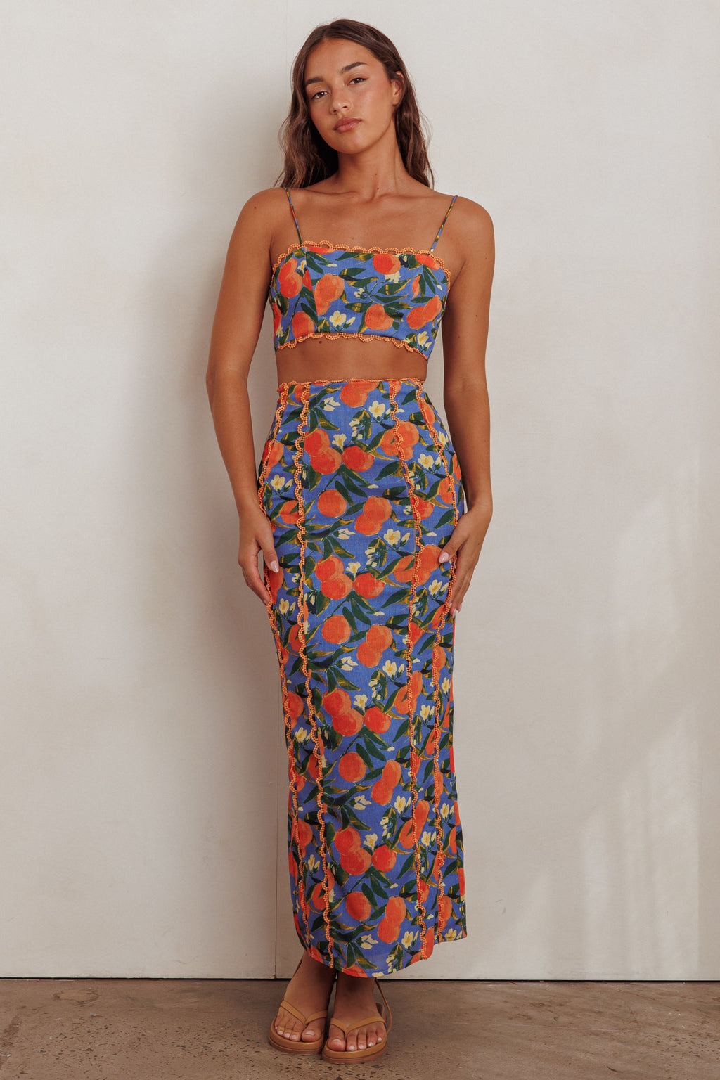 Chamberlain Scallop Trim Crop Top Citrus Orange by Selfie Leslie