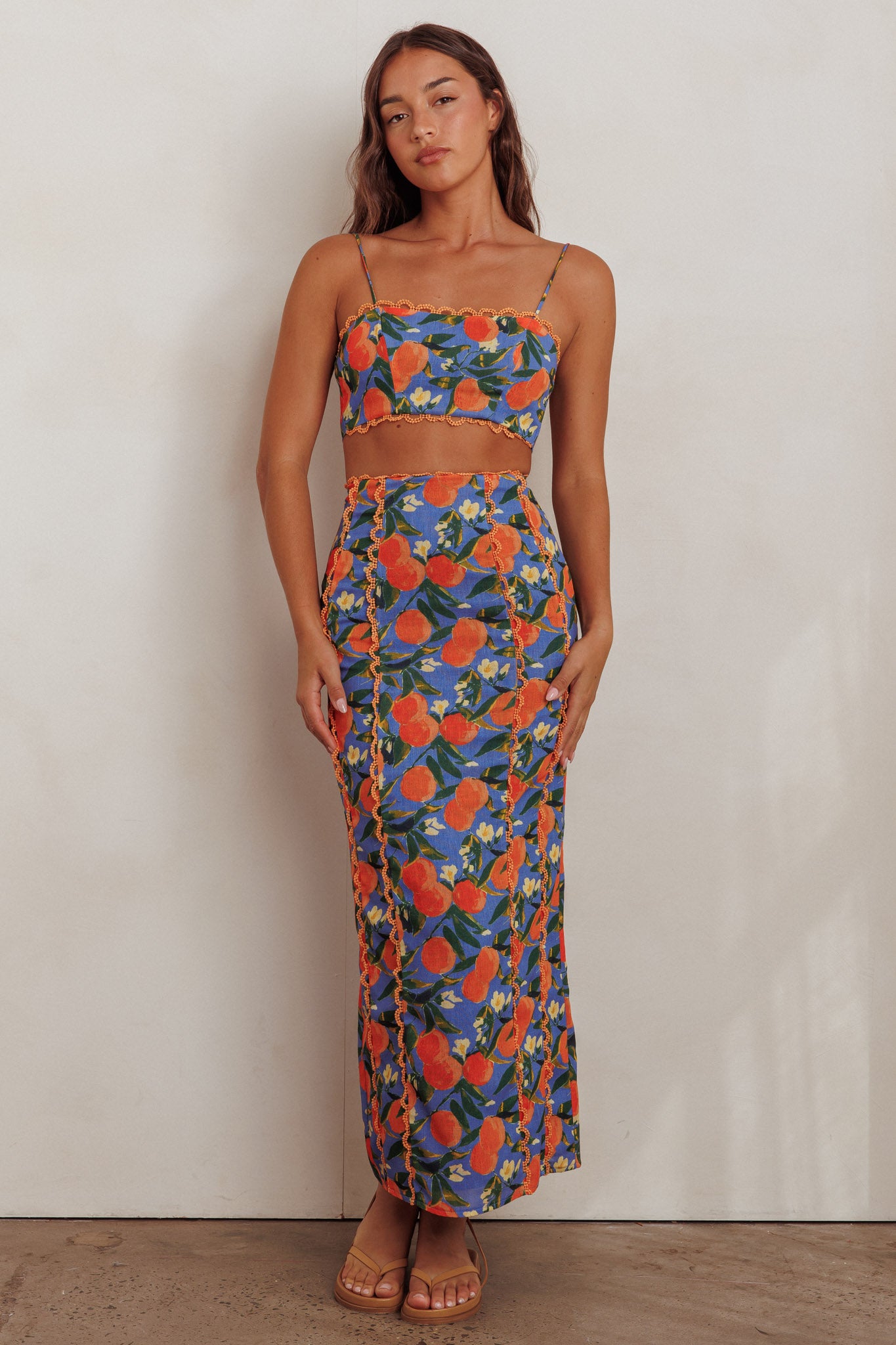 Chamberlain Scallop Trim Crop Top Citrus Orange by Selfie Leslie