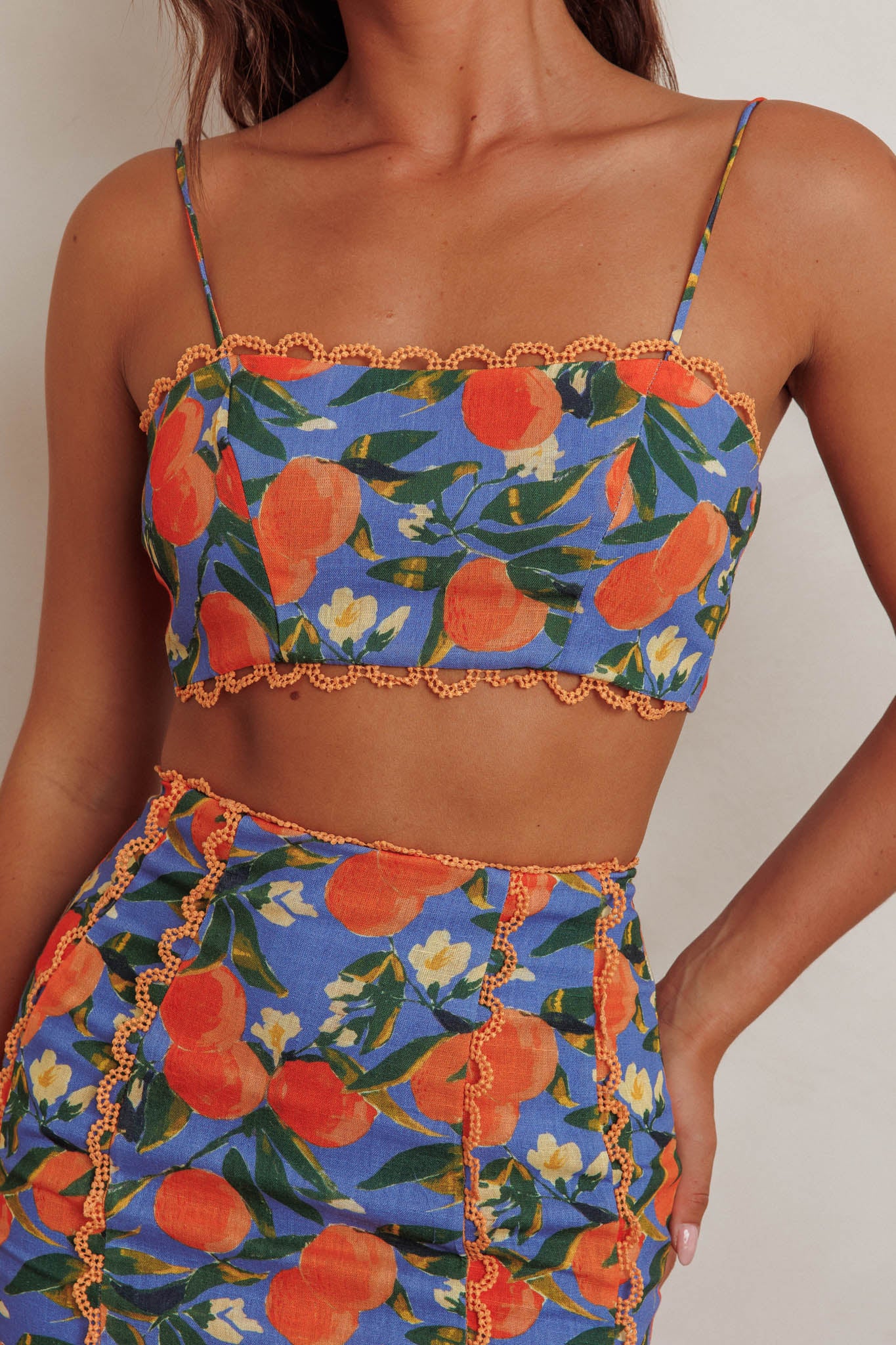 Chamberlain Scallop Trim Crop Top Citrus Orange by Selfie Leslie