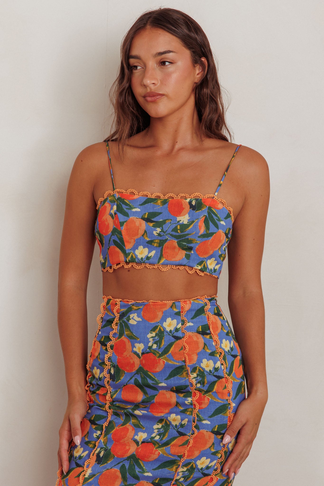 Chamberlain Scallop Trim Crop Top Citrus Orange by Selfie Leslie