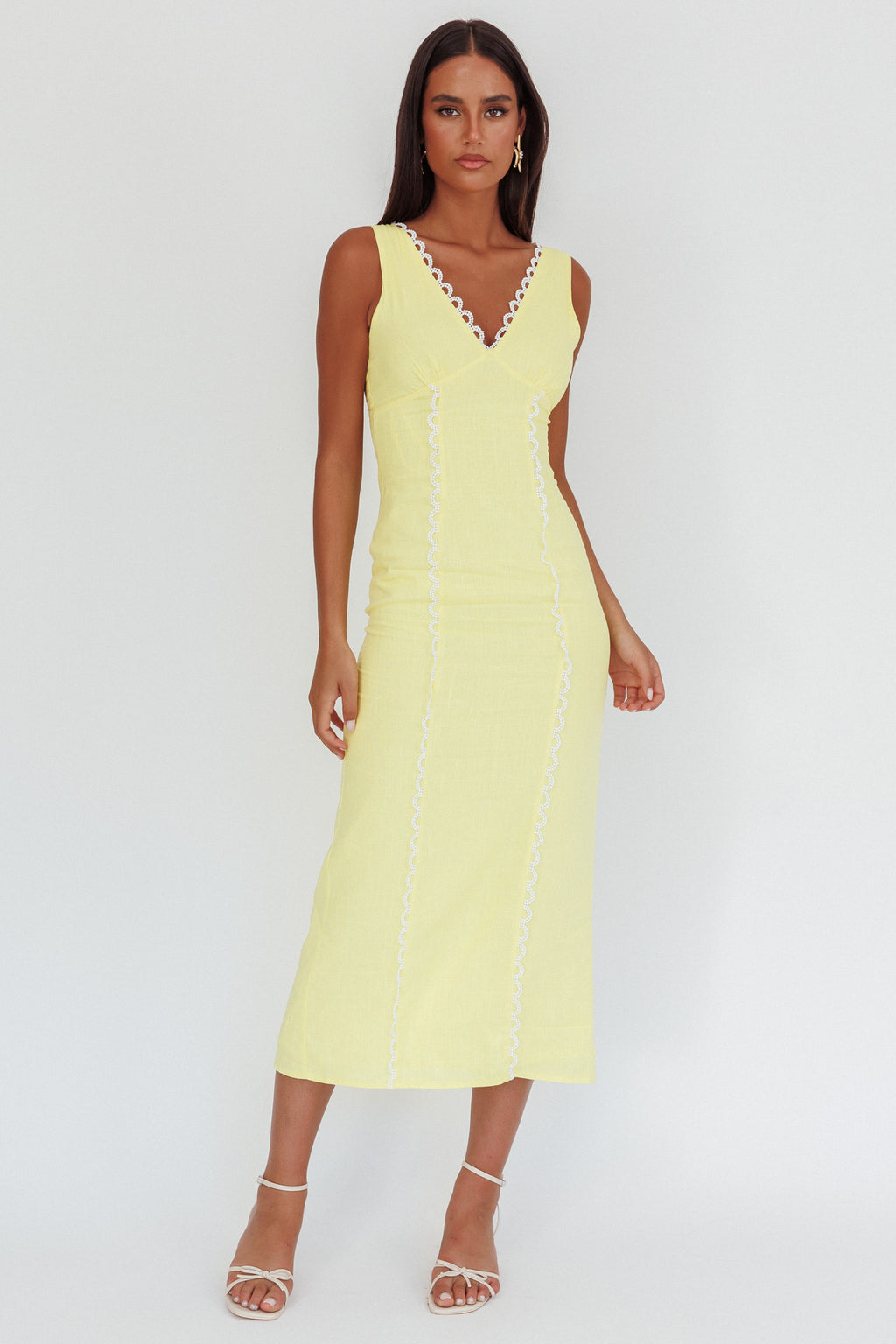Chamberlain Scallop Trim V-Neck Maxi Dress Butter by Selfie Leslie
