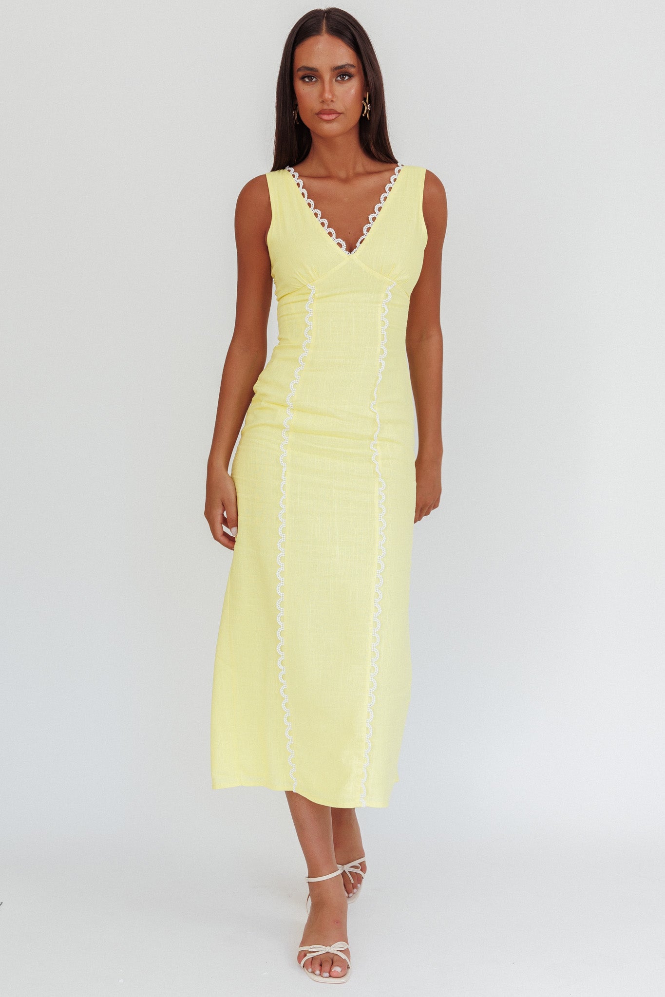 Chamberlain Scallop Trim V-Neck Maxi Dress Butter by Selfie Leslie