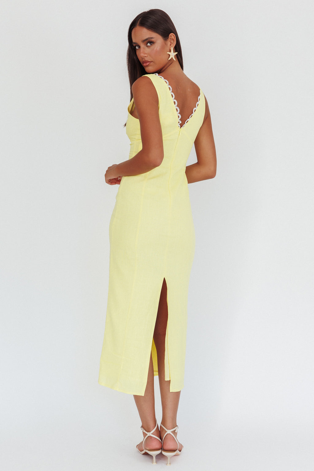 Chamberlain Scallop Trim V-Neck Maxi Dress Butter by Selfie Leslie