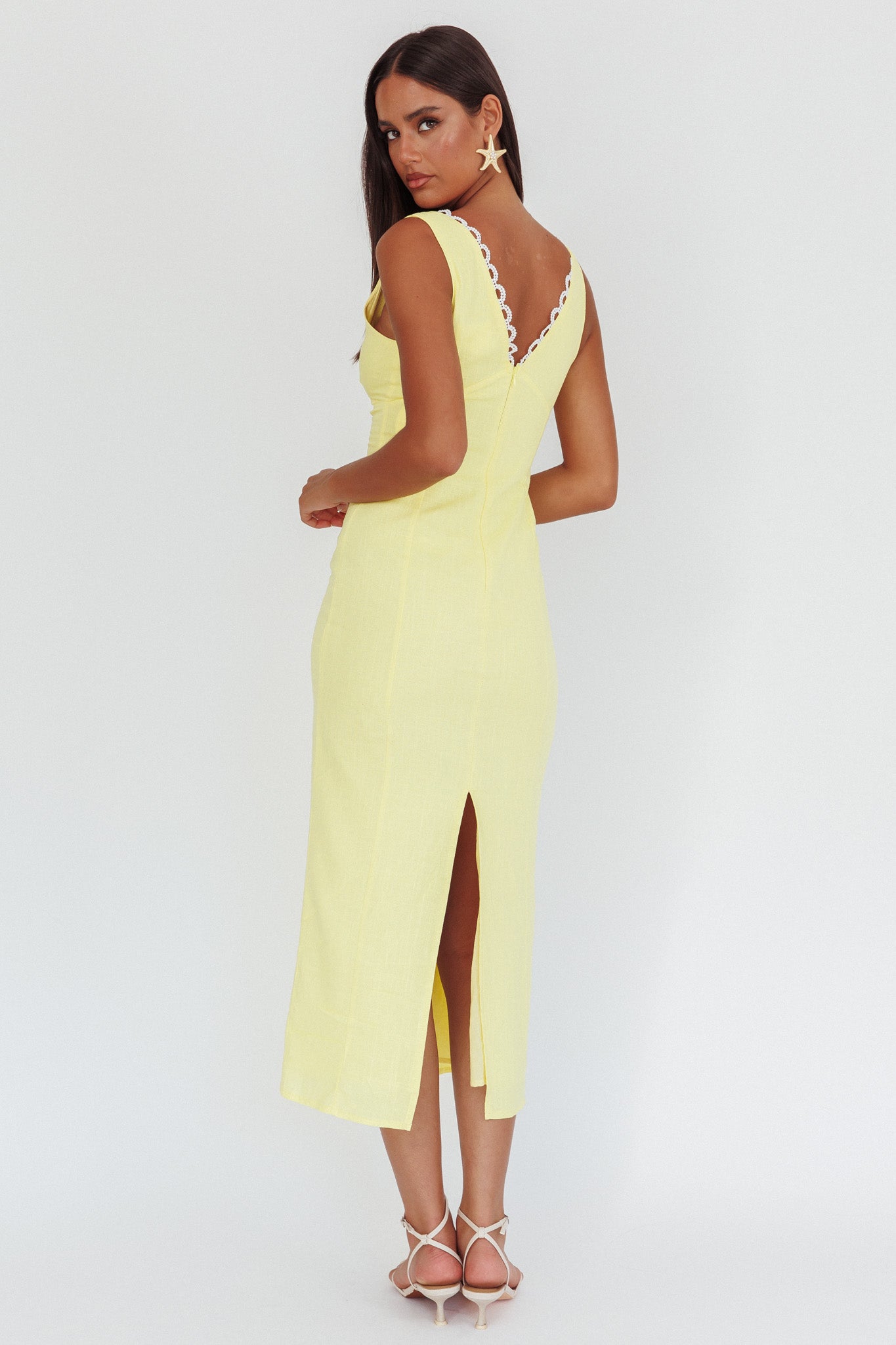 Chamberlain Scallop Trim V-Neck Maxi Dress Butter by Selfie Leslie