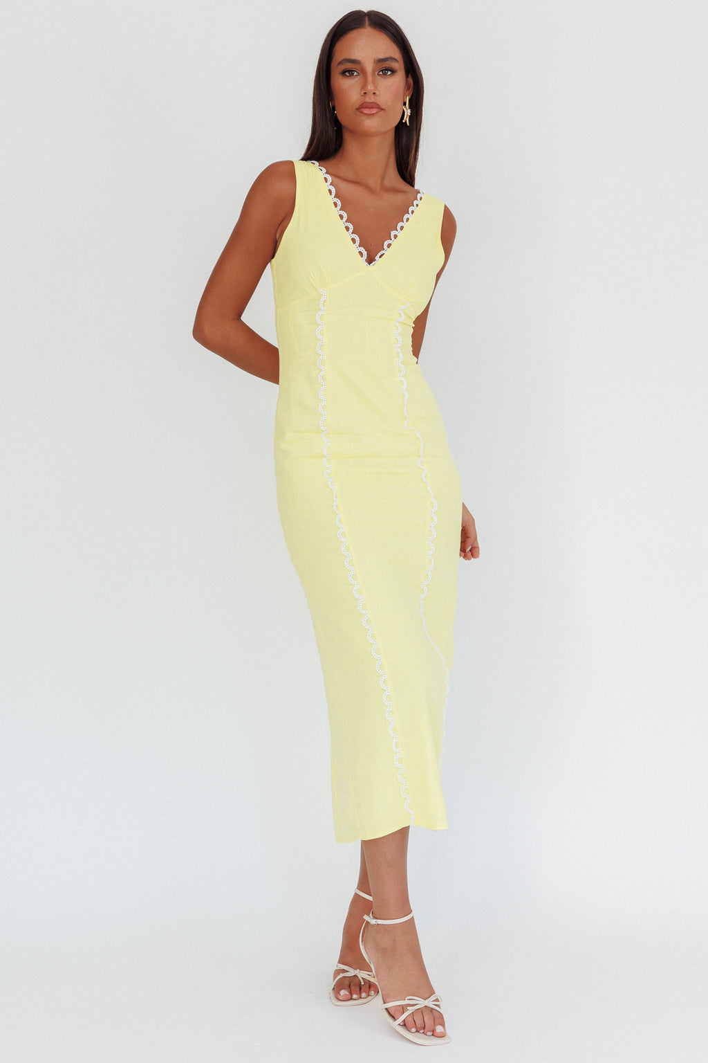 Chamberlain Scallop Trim V-Neck Maxi Dress Butter by Selfie Leslie
