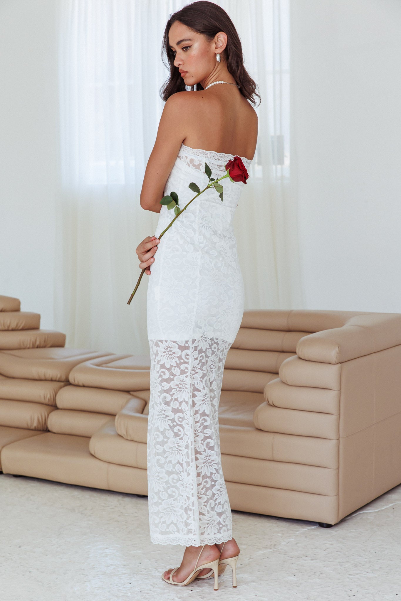 Must Be Love Strapless Lace Dress Off White | Selfie Leslie