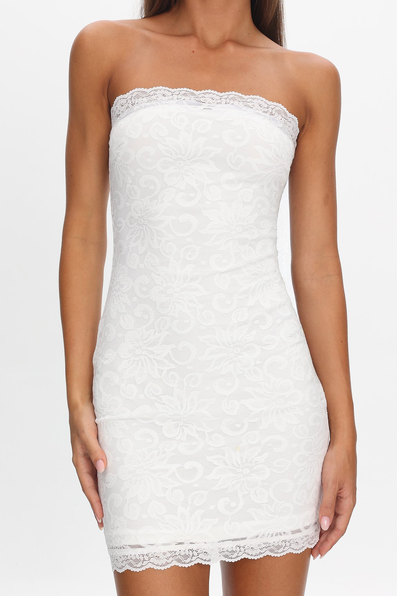 Must Be Love Lace Mini Dress White by Selfie Leslie