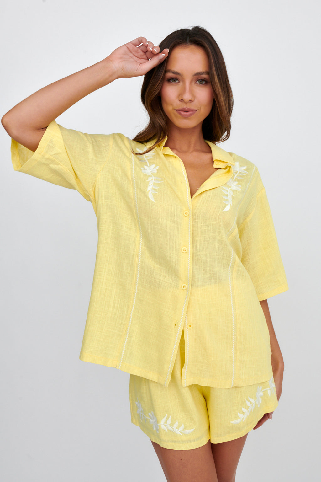 Jeni Embroidered Detail Shorts Yellow by Selfie Leslie
