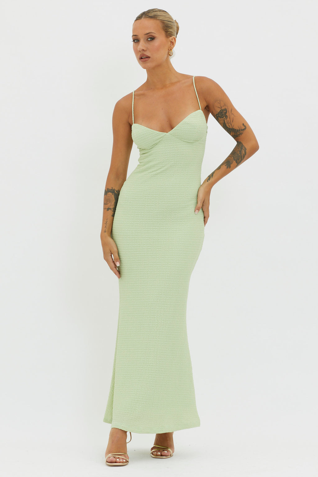 sage bodycon dress Lennox Elastic Back Bodycon Dress Sage