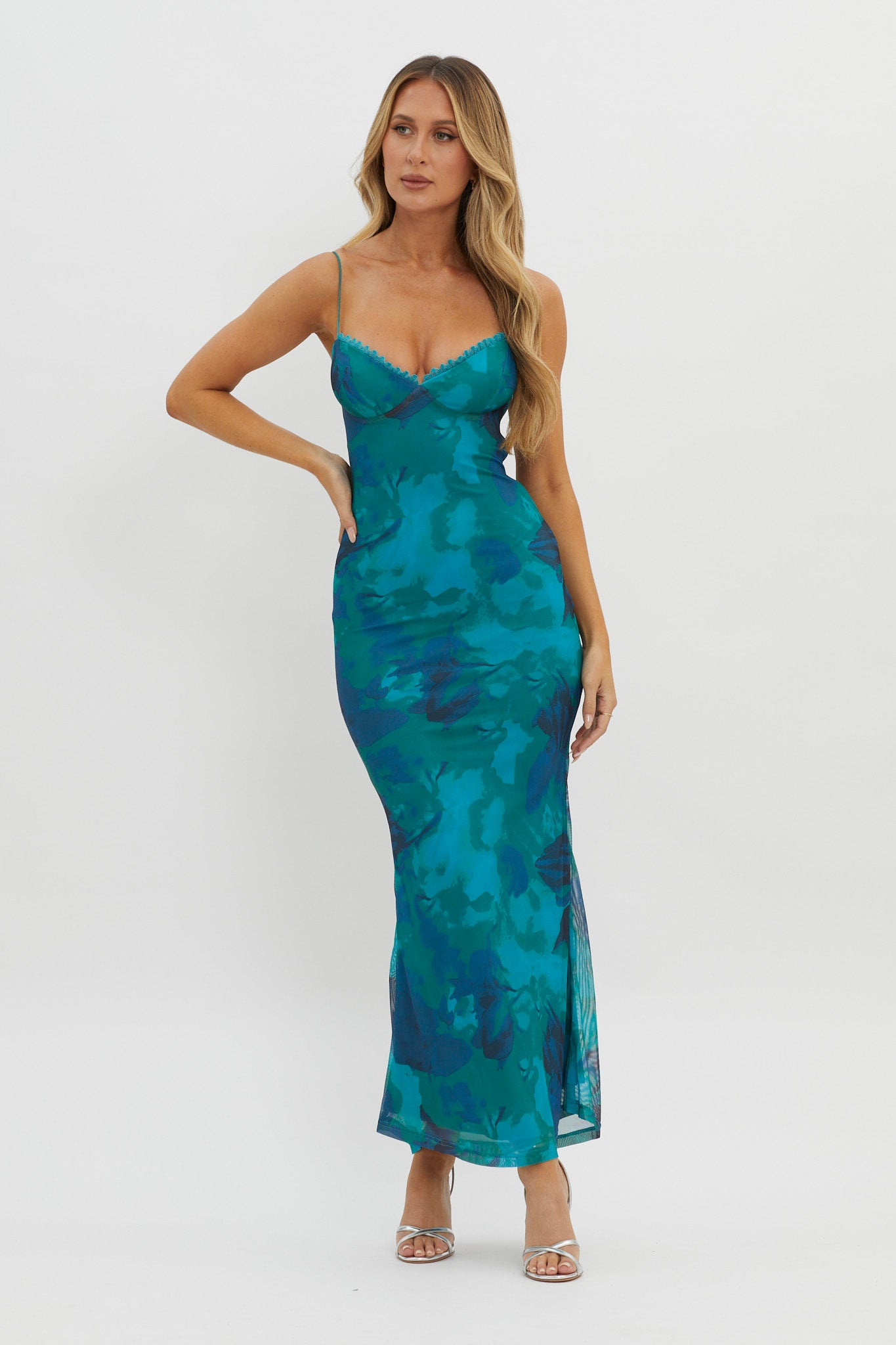 Lennox Elastic Back Bodycon Dress Floral Green– Selfie Leslie