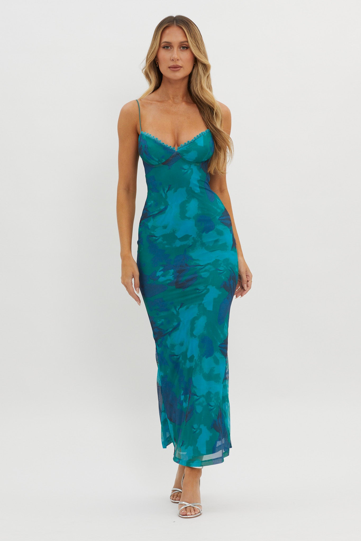 Lennox Elastic Back Bodycon Dress Floral Green Lennox Elastic Back Bodycon Dress Floral Green
