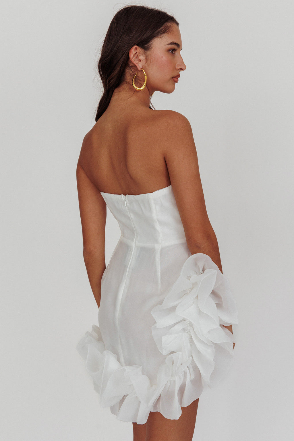 L'amour Toujours Frill Accent Mini Dress White by Selfie Leslie