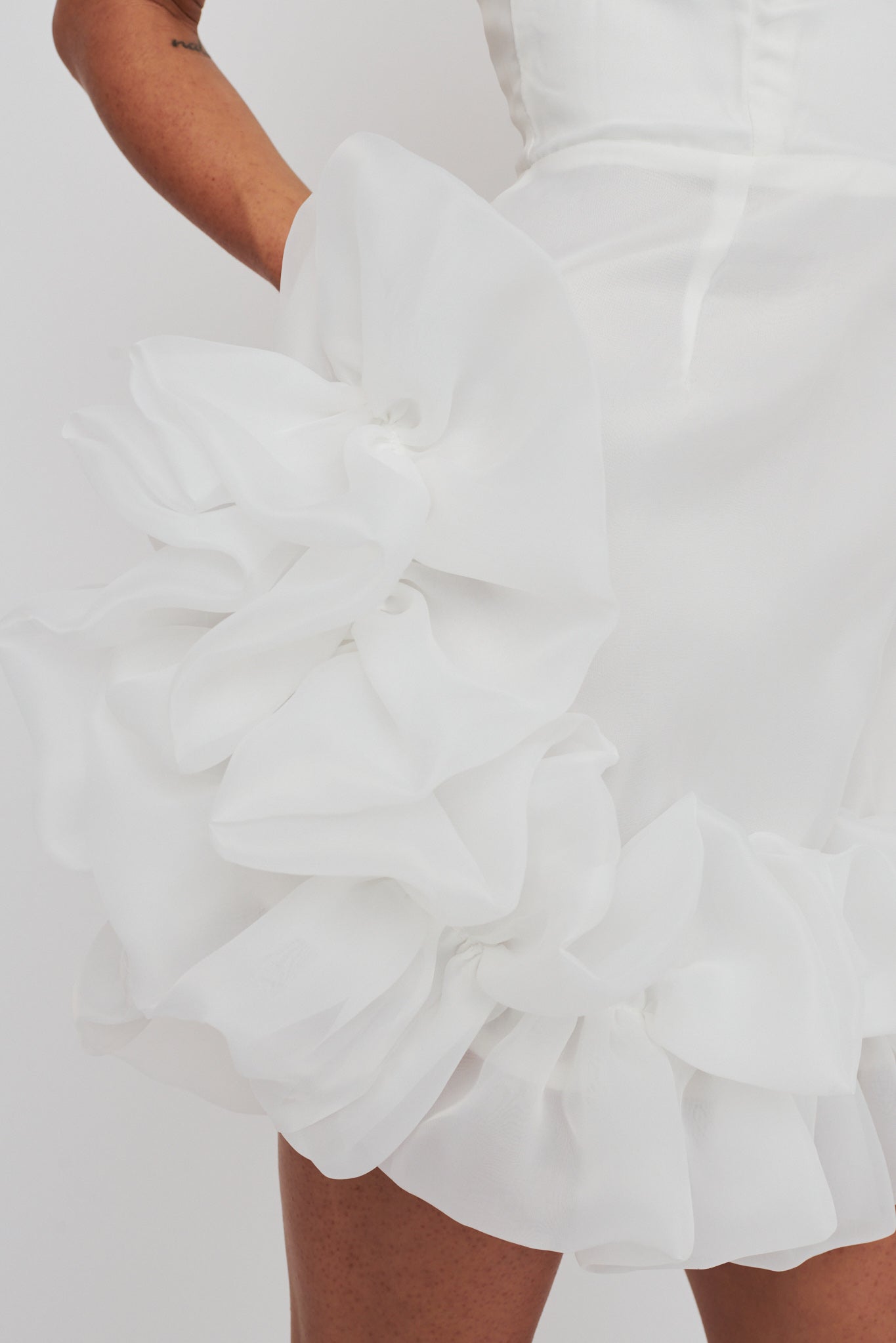 L'amour Toujours Frill Accent Mini Dress White by Selfie Leslie