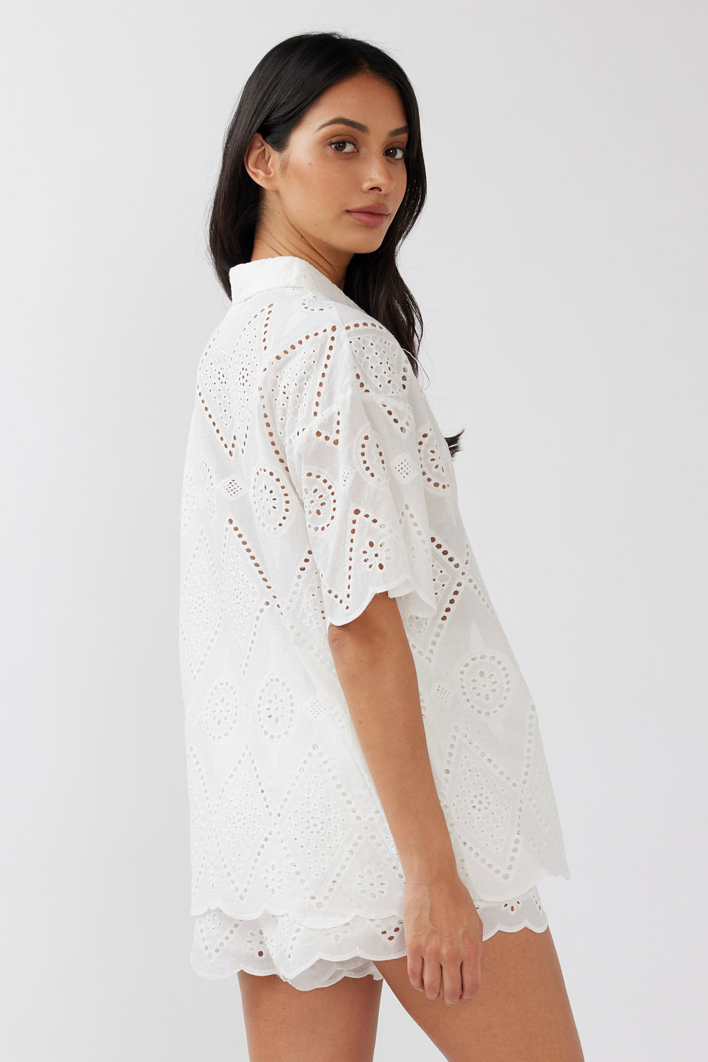 Love Again Eyelet Embroidery Shorts White by Selfie Leslie