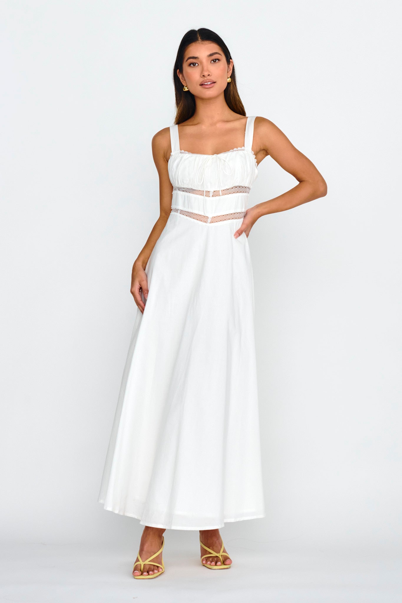 Kasiah Lace Trim Maxi Dress White by Selfie Leslie
