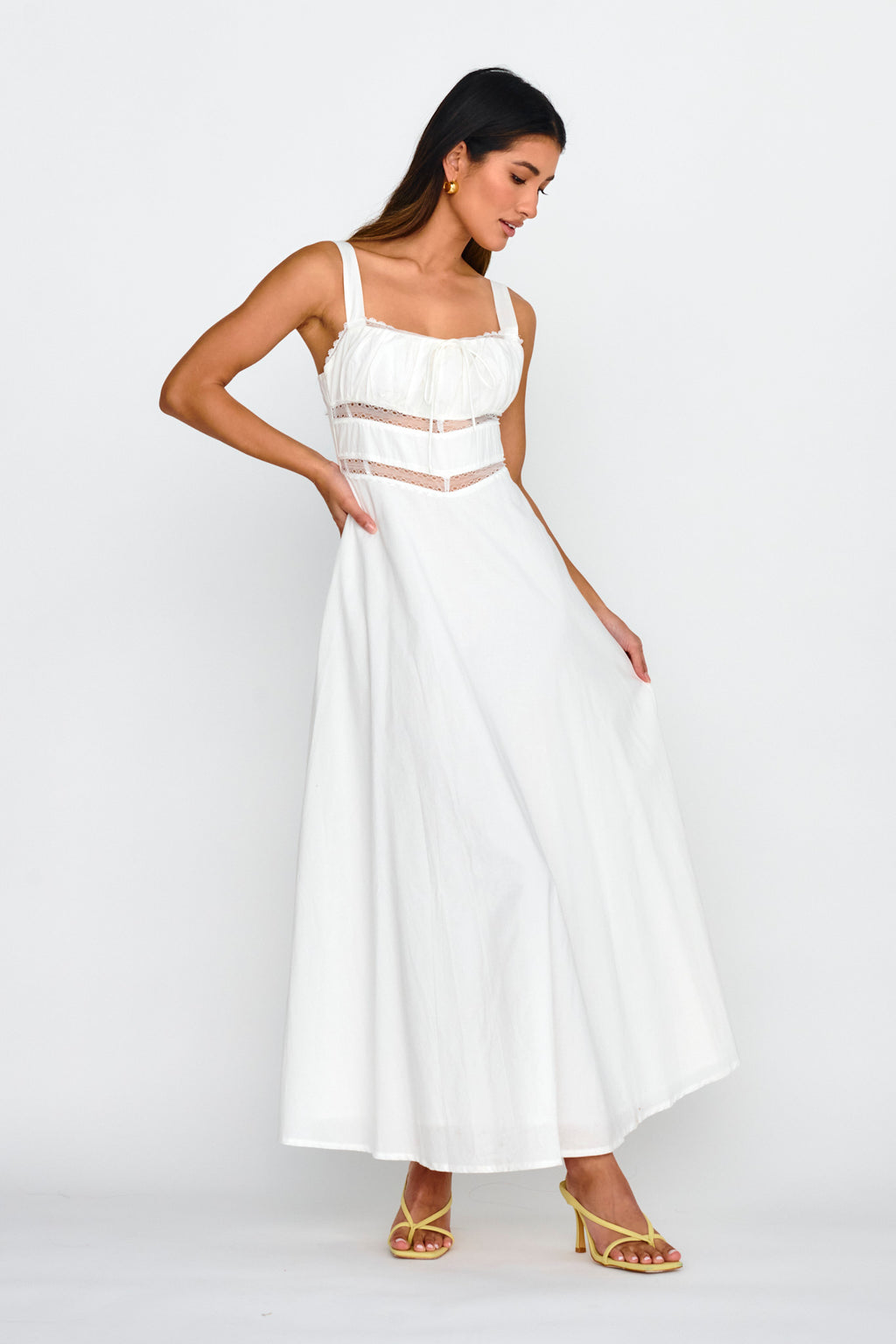 Kasiah Lace Trim Maxi Dress White by Selfie Leslie
