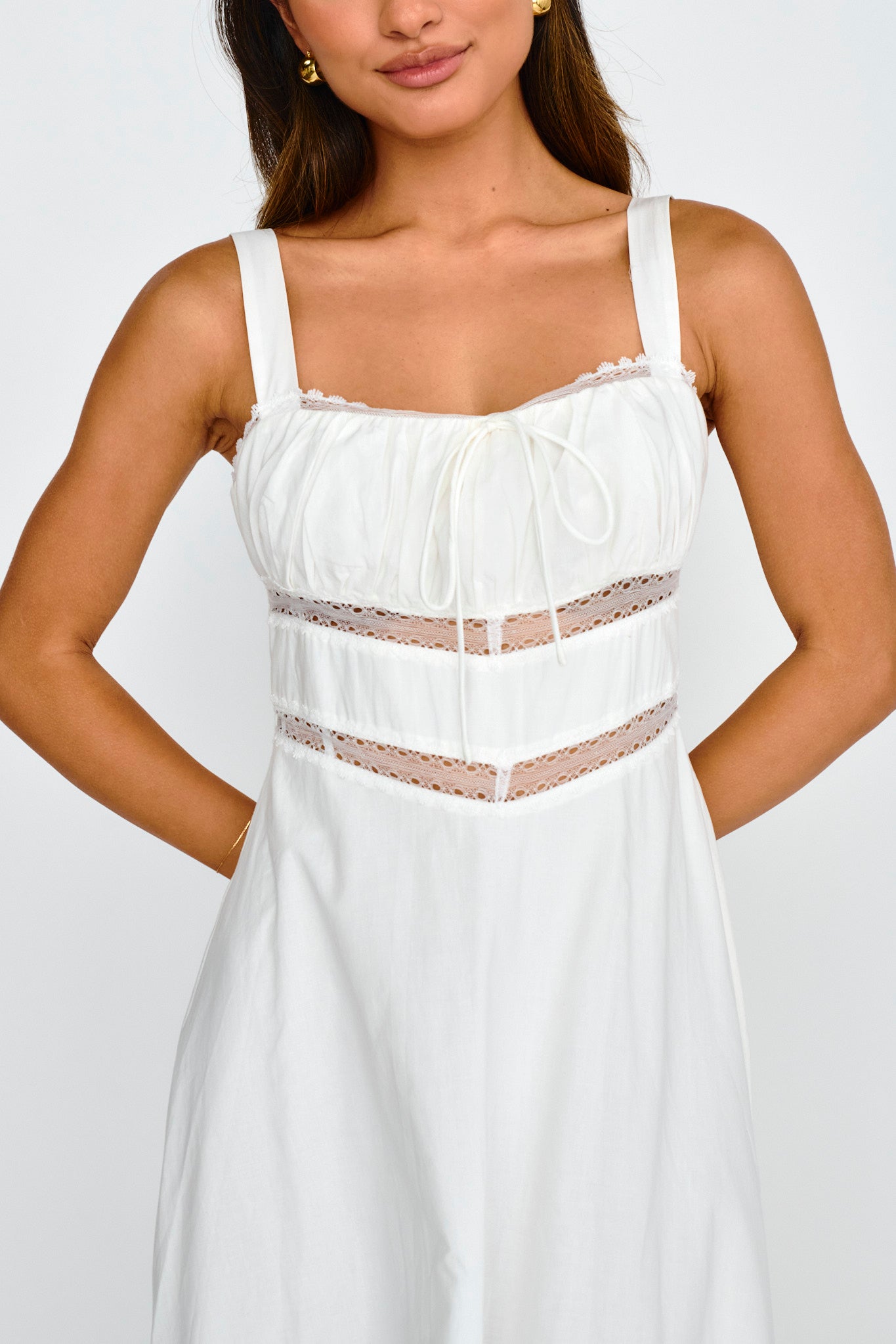 Kasiah Lace Trim Maxi Dress White by Selfie Leslie