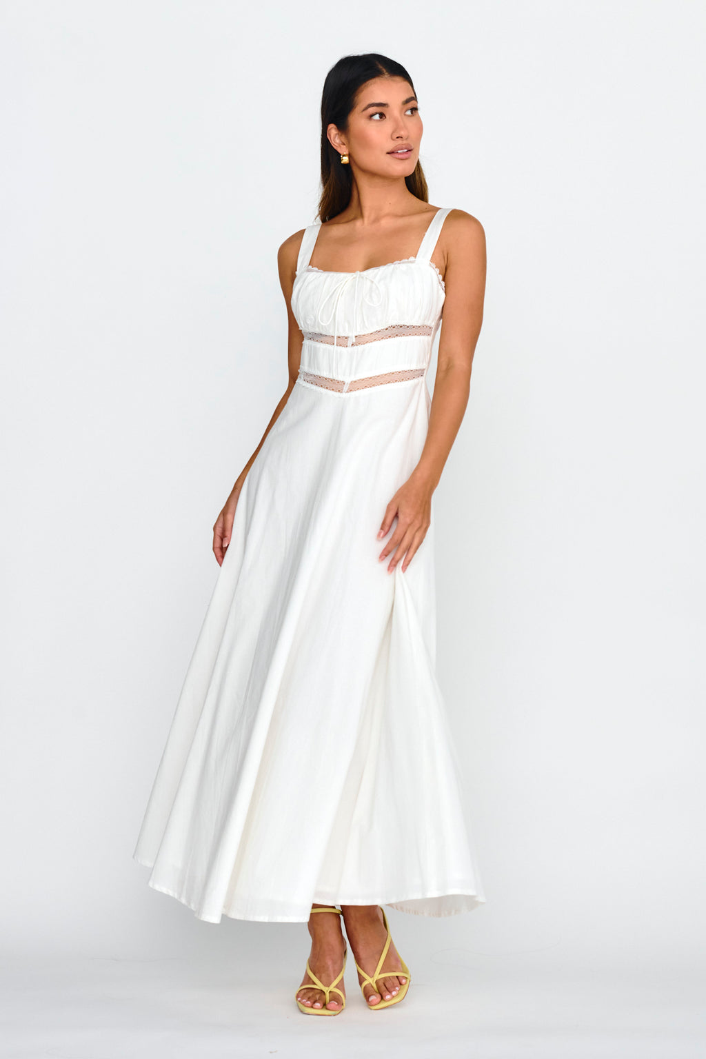 Kasiah Lace Trim Maxi Dress White by Selfie Leslie