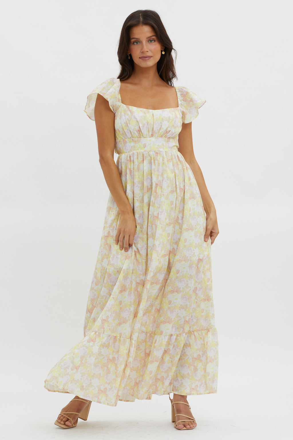 Touch The Sky Tied Back Maxi Dress Lemonade by Selfie Leslie