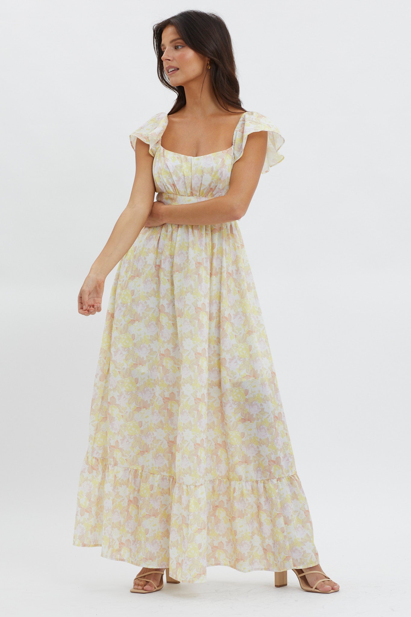 Touch The Sky Tied Back Maxi Dress Lemonade by Selfie Leslie