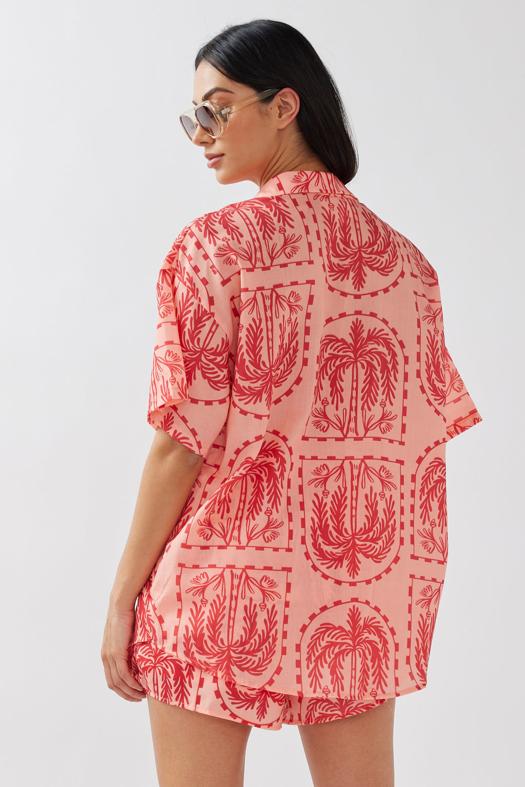 Cora Button-Up Shirt Print Red Salmon by Selfie Leslie