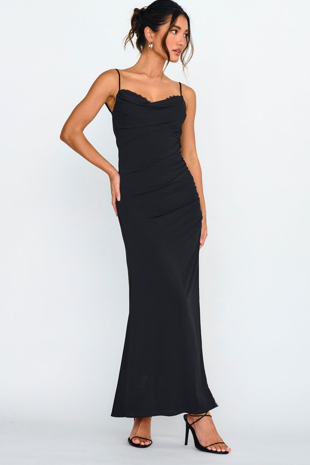 Faren Lace Trim Maxi Dress Black by Selfie Leslie