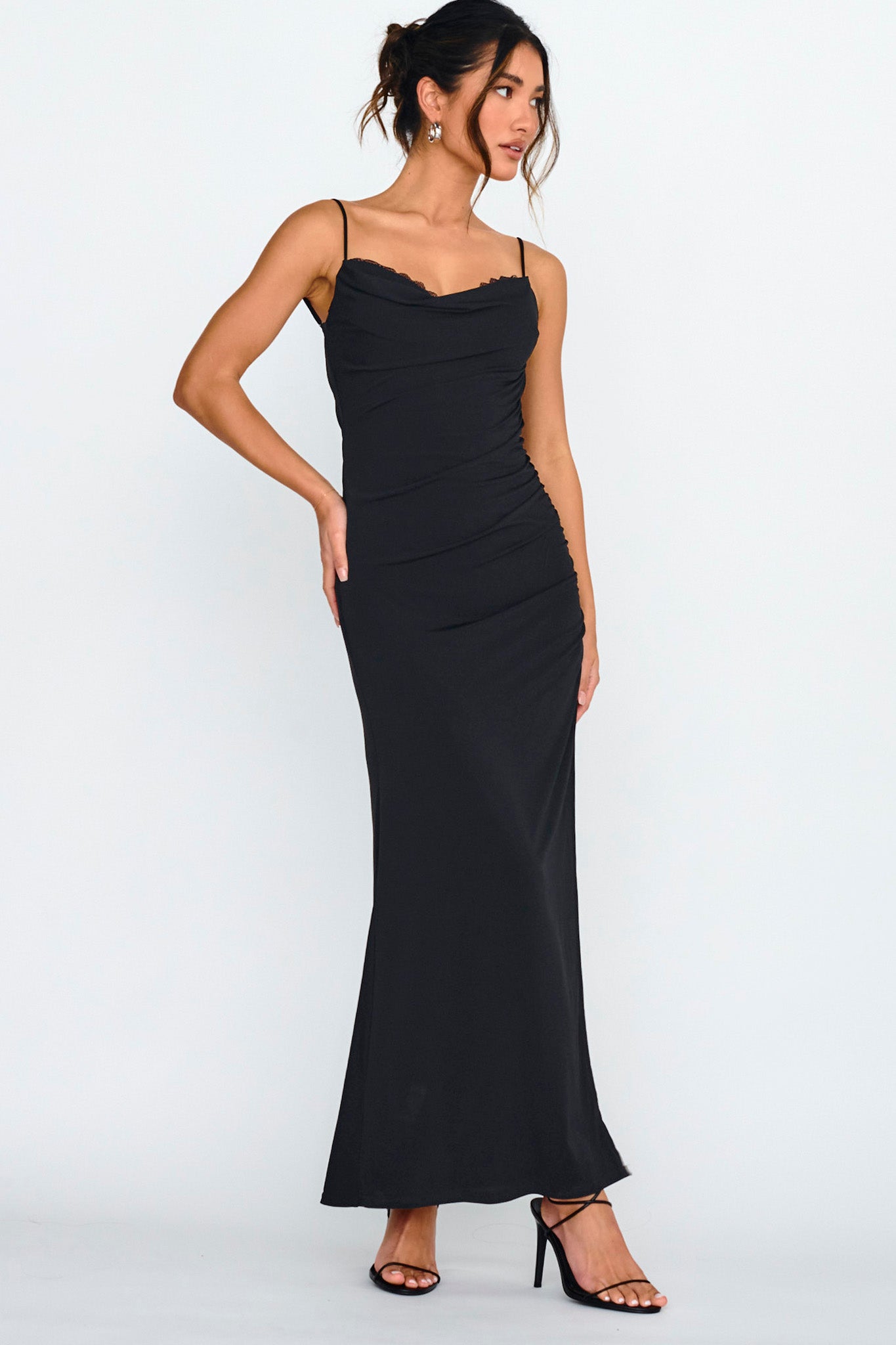 Faren Lace Trim Maxi Dress Black by Selfie Leslie