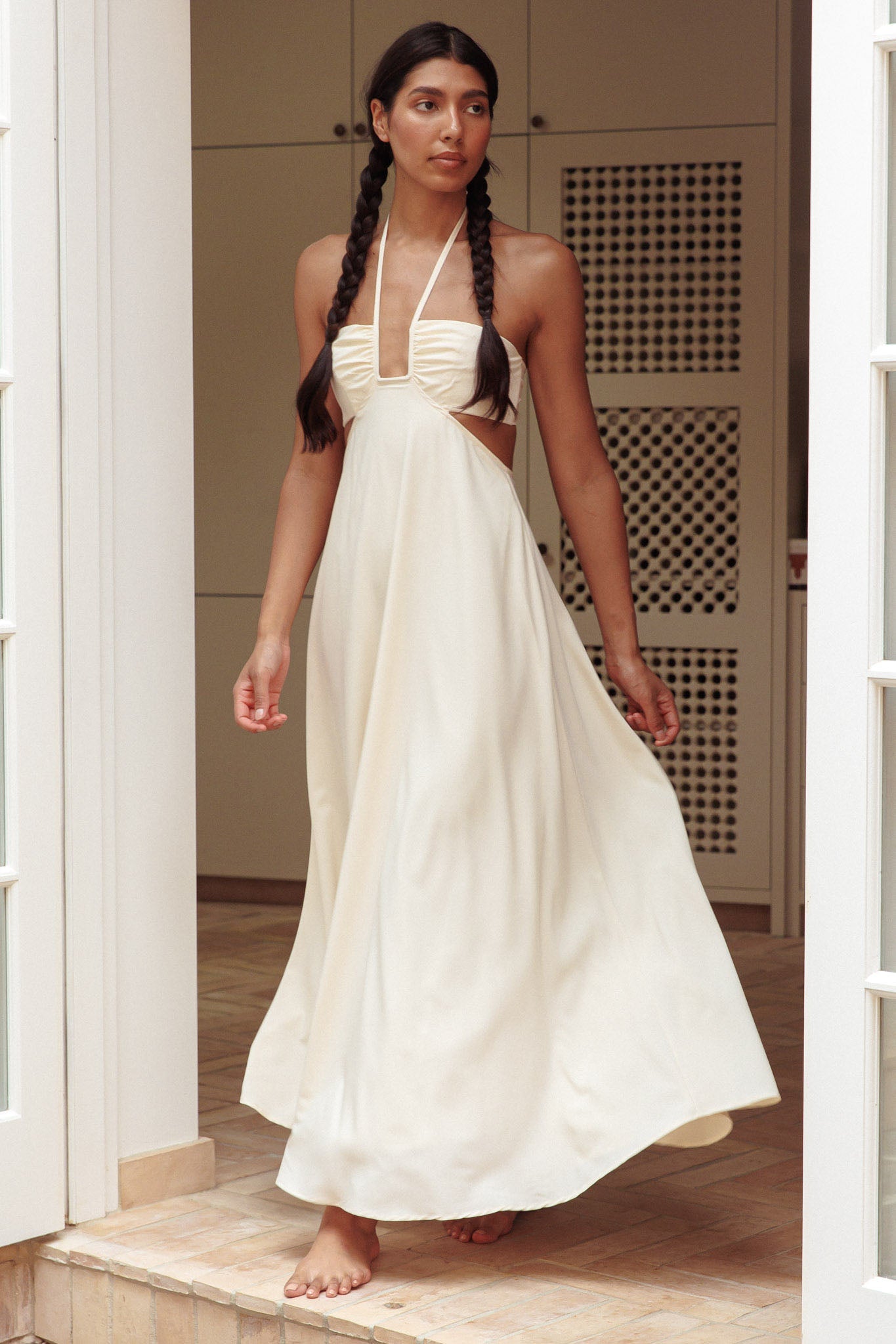 Onika Cut-Out Tied Back Maxi Dress Butter by Selfie Leslie